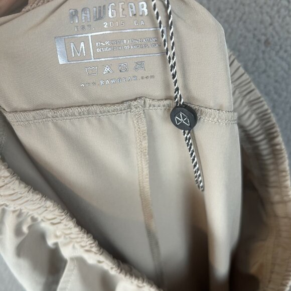 RAW GEAR Tec Track Pant Running Joggers Size Medium Beige "Run With Us" Logo - Picture 3 of 6